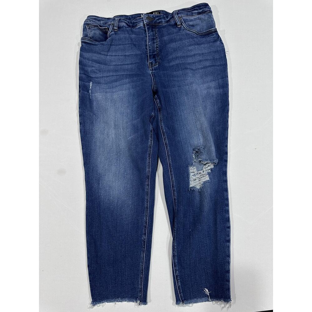 KUT From The Kloth Jeans Womens 16W Blue Rachael Mom High Rise DIY Raw Hem